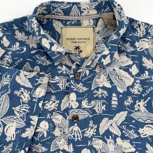 Island Republic Vintage Collection Mens XL Blue 100% Silk Hawaiian Aloha Shirt